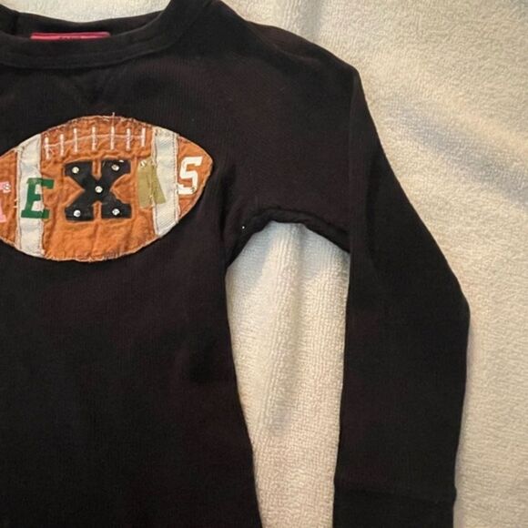 XS (2.4) Hip Together black lobby crew neck sleeve ribbed “Texas” football shirt - Picture 7 of 10